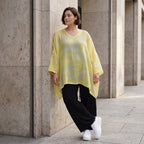 Gelb Grau Oversize Shirt im Lagenlook weich fliessend locker ausgefallen modern zeitlos