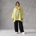Gelb Grau Oversize Lagenlook Shirt mit Crashstruktur asymmetrisch leger zeitlos softfeel
