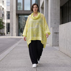 Gelb Grau Oversize Lagenlook Shirt mit Crashstruktur asymmetrisch leger zeitlos softfeel