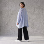 Luftiges Oversize Shirt in Jeansblau/Weiß im Lagenlook leger zeitlos ausgefallen soft