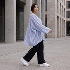 Luftiges Oversize Shirt in Jeansblau/Weiß im Lagenlook leger zeitlos ausgefallen soft