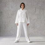 Zeitlose weisse Karottenhose aus Viskosemix weich elastisch leger modern leicht Lagenlook