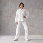 Zeitlose weisse Karottenhose aus Viskosemix weich elastisch leger modern leicht Lagenlook