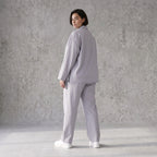 Zeitlose Karottenhose Grau elastisch leger ausgefallen Lagenlook Komfortliebling weich