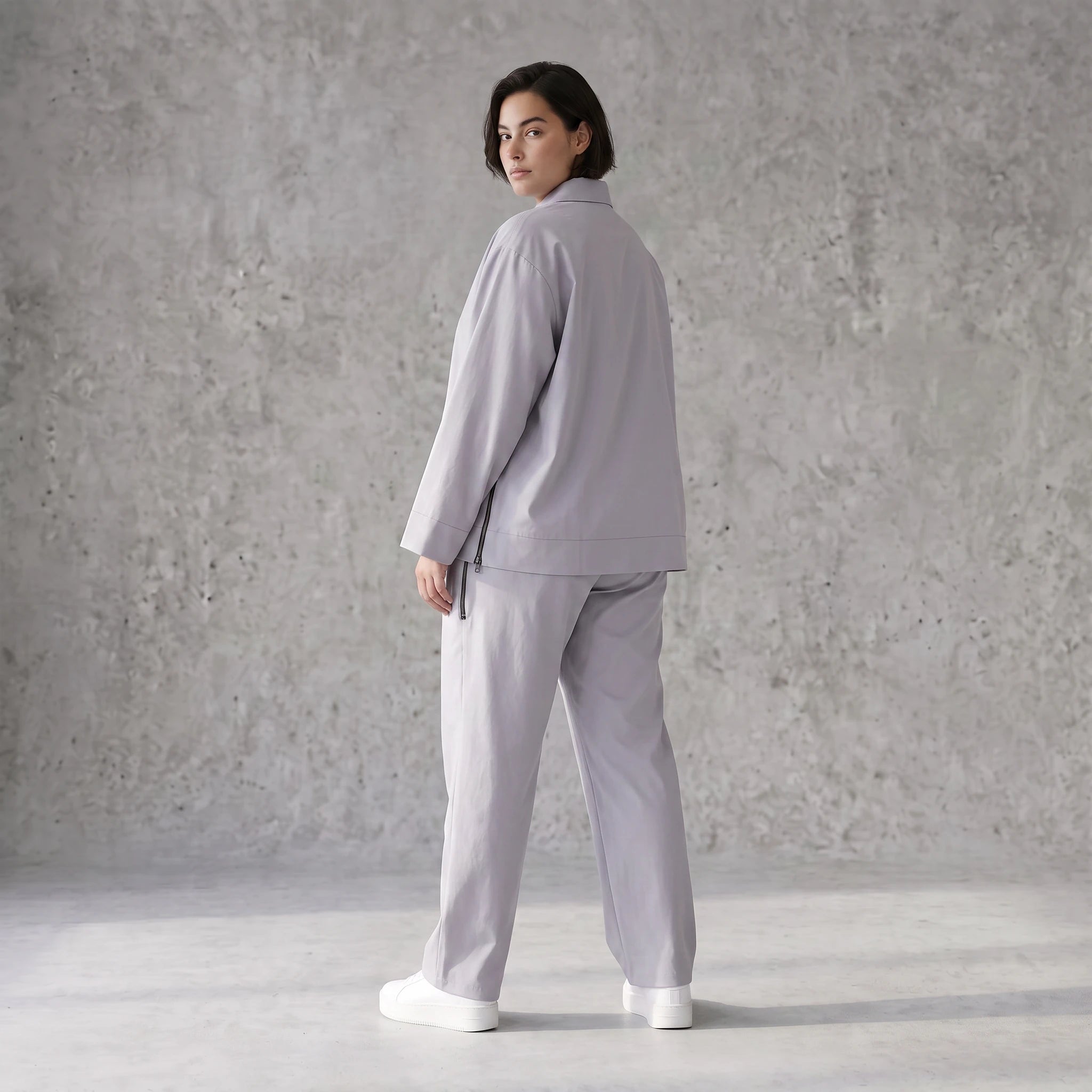 Zeitlose Karottenhose Grau elastisch leger ausgefallen Lagenlook Komfortliebling weich