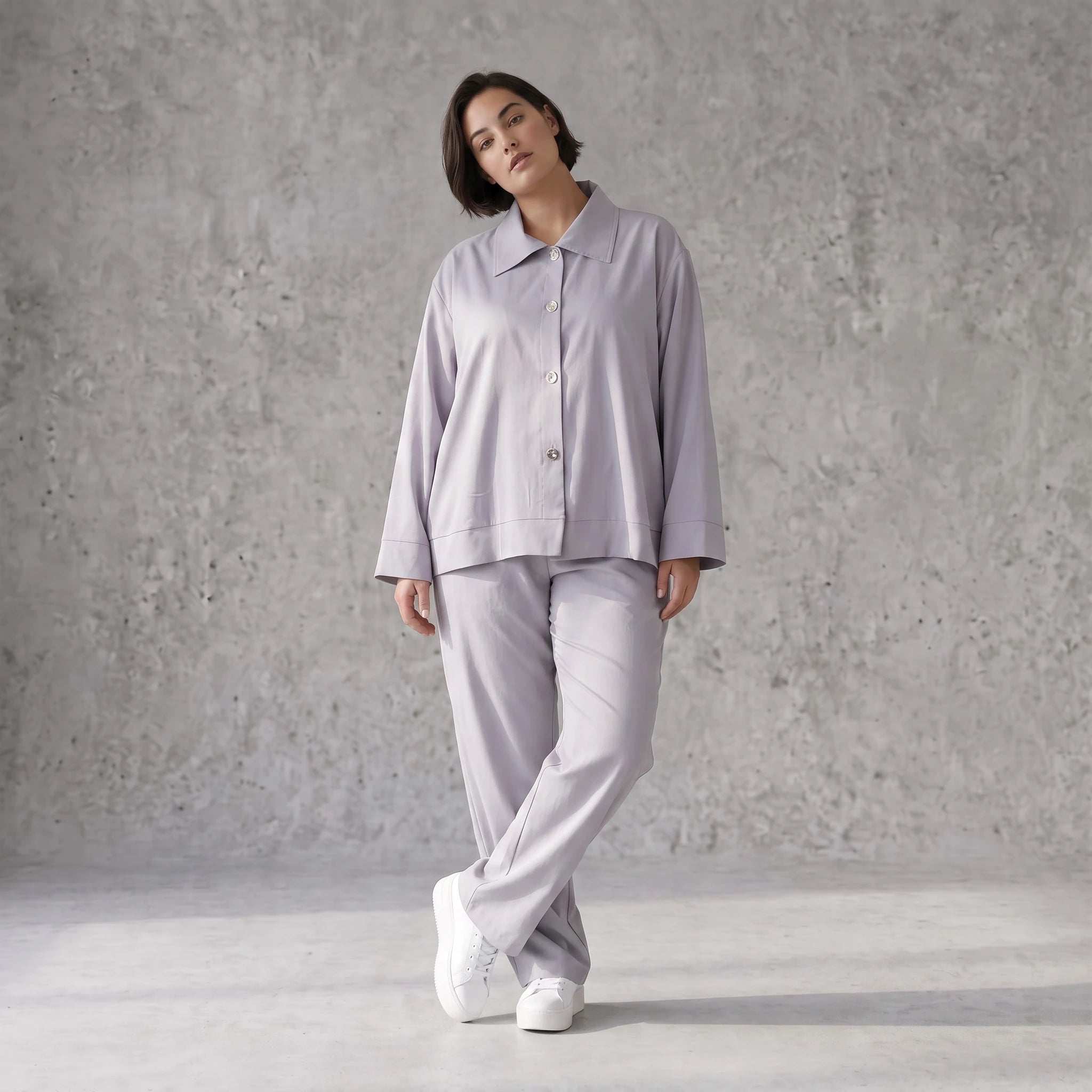 Zeitlose Karottenhose Grau elastisch leger ausgefallen Lagenlook Komfortliebling weich