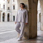 Zeitlose Karottenhose Grau elastisch leger ausgefallen Lagenlook Komfortliebling weich