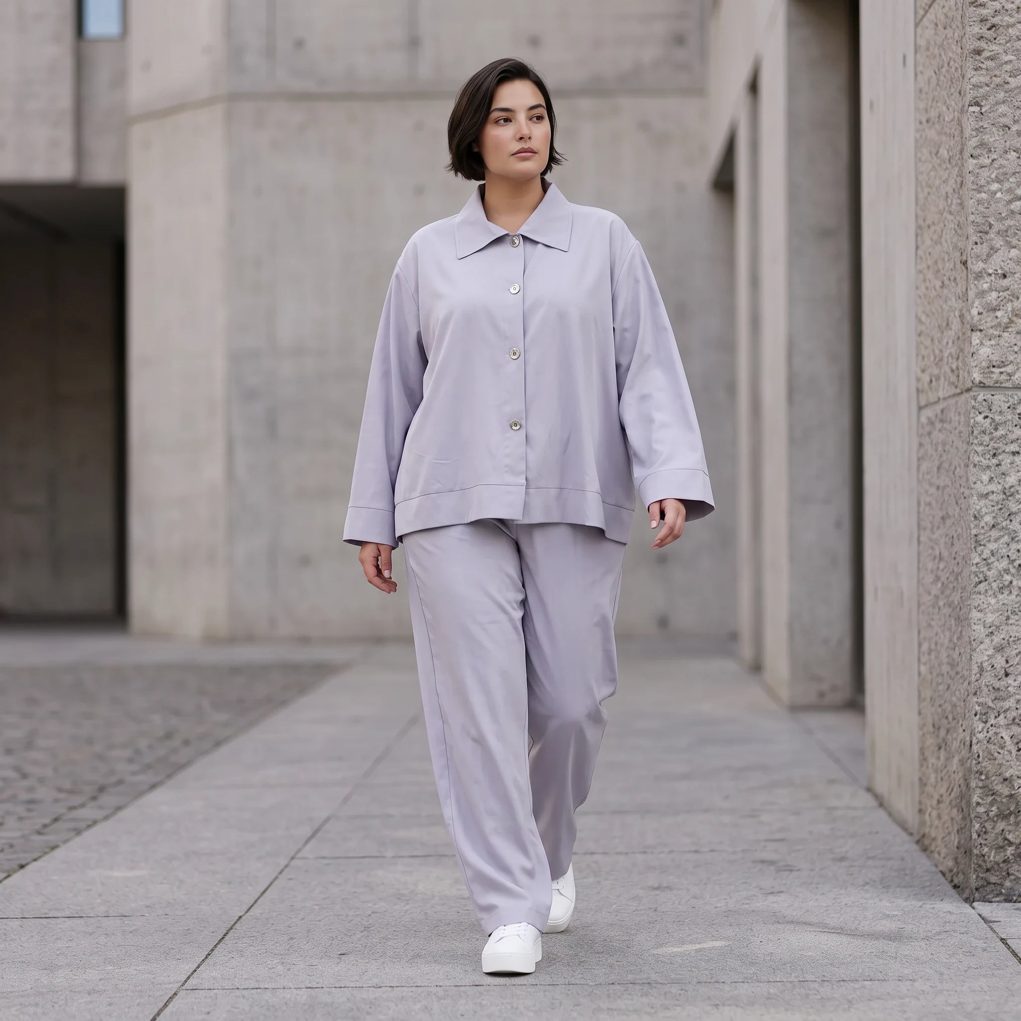 Zeitlose Karottenhose Grau elastisch leger ausgefallen Lagenlook Komfortliebling weich