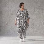 Fliessendes Viskose Shirt im Lagenlook Weiß Schwarz mit legerem Oversize A-Linie zeitlos