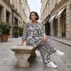 Fliessendes Viskose Shirt im Lagenlook Weiß Schwarz mit legerem Oversize A-Linie zeitlos