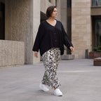 Ballonhose Weiß Schwarz im Lagenlook leger Oversize weich fliessend zeitlos luftig chic