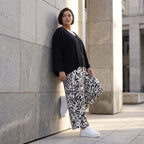 Ballonhose Weiß Schwarz im Lagenlook leger Oversize weich fliessend zeitlos luftig chic