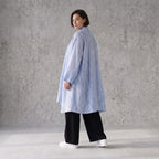 Leichter Oversize Cardigan in Jeansblau/Weiß für Lagenlook mit sehr fließender Silhouette
