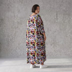 Fliessendes Ballonkleid aus Viskose in Schwarz Oliv Lila sehr leger zeitlos Oversize Look