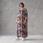 Fliessendes Ballonkleid aus Viskose in Schwarz Oliv Lila sehr leger zeitlos Oversize Look