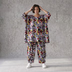 Fliessendes Viskoseshirt im Lagenlook Oversize leger in Schwarz Oliv Lila zeitlos modern