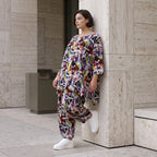 Fliessendes Viskoseshirt im Lagenlook Oversize leger in Schwarz Oliv Lila zeitlos modern