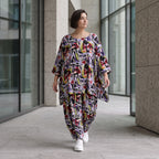 Fliessendes Viskoseshirt im Lagenlook Oversize leger in Schwarz Oliv Lila zeitlos modern