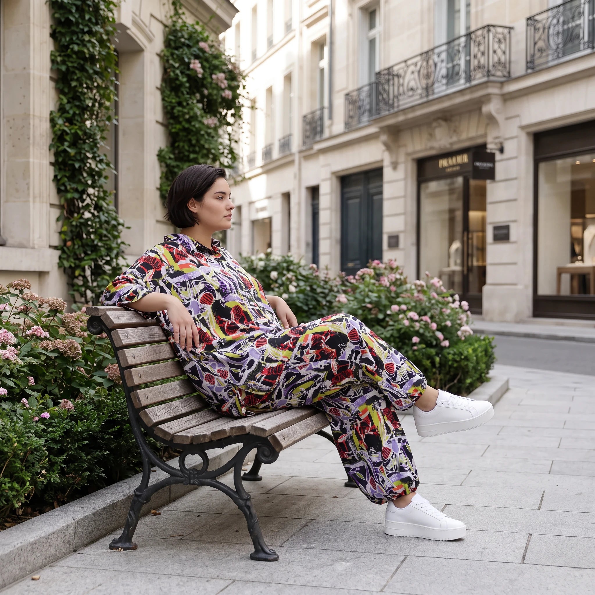Fliessende Ballonhose Oversize Lagenlook in Schwarz Oliv Lila leger zeitlos soft fallend