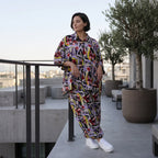 Fliessende Ballonhose Oversize Lagenlook in Schwarz Oliv Lila leger zeitlos soft fallend