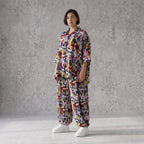 Zeitlose Oversize Viskosebluse in Schwarz Oliv Lila leger Lagenlook modern Hemdkragen