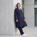 Fliessender Viskosemantel in Marine leger Oversize Lagenlook modern elegant leicht weich
