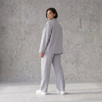 Eleganter Oversizeblazer Grau fliessend Lagenlook elastisch locker sehr modern chic edel