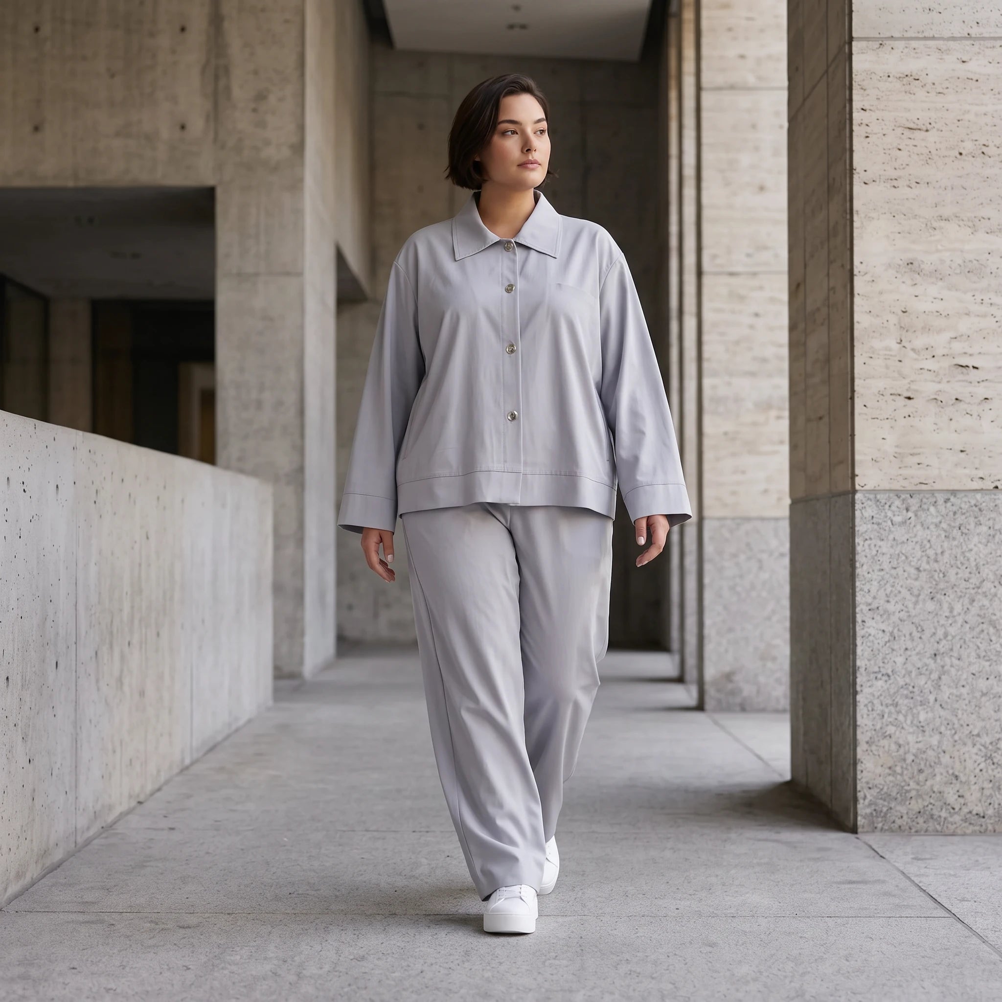 Eleganter Oversizeblazer Grau fliessend Lagenlook elastisch locker sehr modern chic edel