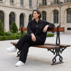 Schwarzer Oversize Blazer leger und zeitlos mit Stretchkomfort und Lagenlook cleanem Look
