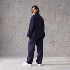 Zeitloser Marine Blazer im entspannten Oversize Lagenlook mit Hemdkragen elastisch weich