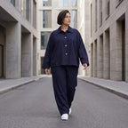 Zeitloser Marine Blazer im entspannten Oversize Lagenlook mit Hemdkragen elastisch weich