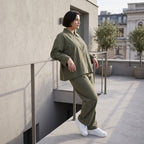 Khaki Bengalineblazer im Oversize Lagenlook weich elastisch zeitlos leger chic sommerlich