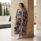 Oversized Shirt aus leichter Viskose Popeline in Lila mit Rundhals und lässigem Schnitt