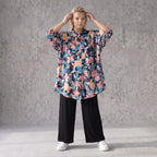 Feminine Bluse in luftiger Leinenoptik mit Hemdkragen und Dreiviertelarm in zartem Rosa