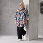Feminine Bluse in luftiger Leinenoptik mit Hemdkragen und Dreiviertelarm in zartem Rosa