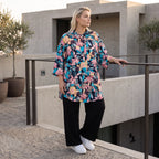 Feminine Bluse in luftiger Leinenoptik mit Hemdkragen und Dreiviertelarm in zartem Rosa