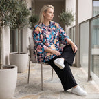 Feminine Bluse in luftiger Leinenoptik mit Hemdkragen und Dreiviertelarm in zartem Rosa