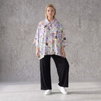 Leichte Bluse in Leinenoptik mit lila Farbton und Hemdkragen für sommerliche Eleganz pur