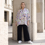 Leichte Bluse in Leinenoptik mit lila Farbton und Hemdkragen für sommerliche Eleganz pur