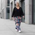 Luftige Hose in Leinenoptik mit elastischem Bund und Flügeltaschen in zartem Blauorchid