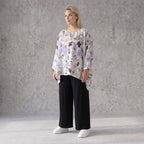Oversized Shirt in Leinenoptik mit asymmetrischem Saum in Magnolia für lässige Sommertage
