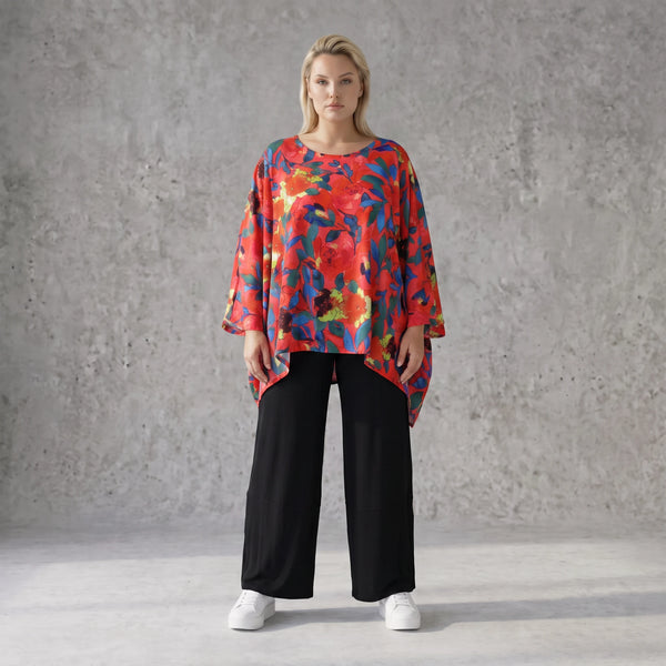 Leichtes Oversized Shirt in strahlendem Rot mit lässigem Kastenschnitt für laue Sommertage