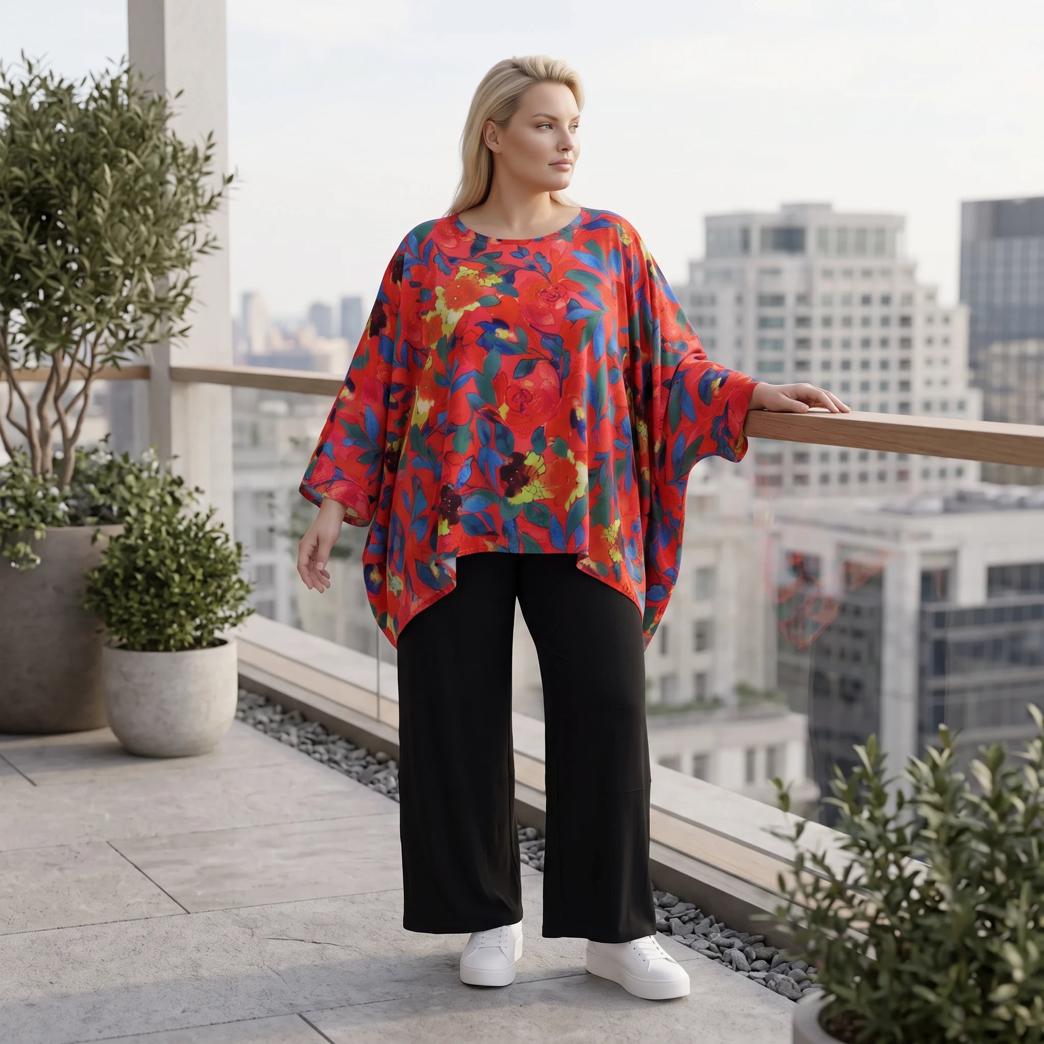 Leichtes Oversized Shirt in strahlendem Rot mit lässigem Kastenschnitt für laue Sommertage