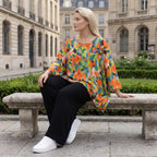 Luftiges Oversized Shirt in frischem Apfelgrün mit Vokuhila Schnitt aus Viskose Leinen