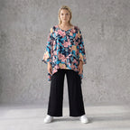 Oversized Shirt in Leinenoptik mit kastigem Schnitt und Rundhalsausschnitt in kühlem Aqua