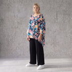 Oversized Shirt in Leinenoptik mit kastigem Schnitt und Rundhalsausschnitt in kühlem Aqua
