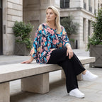Oversized Shirt in Leinenoptik mit kastigem Schnitt und Rundhalsausschnitt in kühlem Aqua