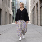 Ballonhose in zartem Magnolia aus luftiger Viskose Leinen Mischung mit elastischem Bund