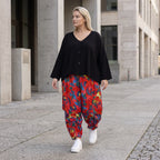 Leichte Ballonhose in Mohnrot mit elastischem Bund und Raffung für den lässigen Sommerlook