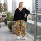 Leichte Ballonhose aus Viskose Leinen Mix in Apfelgrün mit elastischem Bund und Taschen